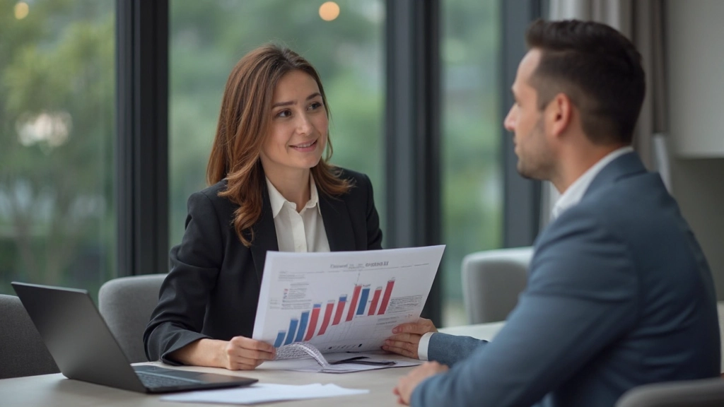 Финансовый советник демонстрирует инвестиционный план на встрече с клиентом