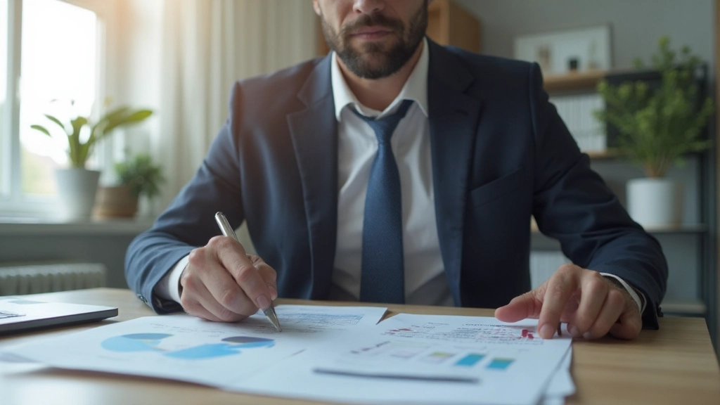 Профессиональный портфель инвестиций с документами и финансовыми графиками на рабочем столе