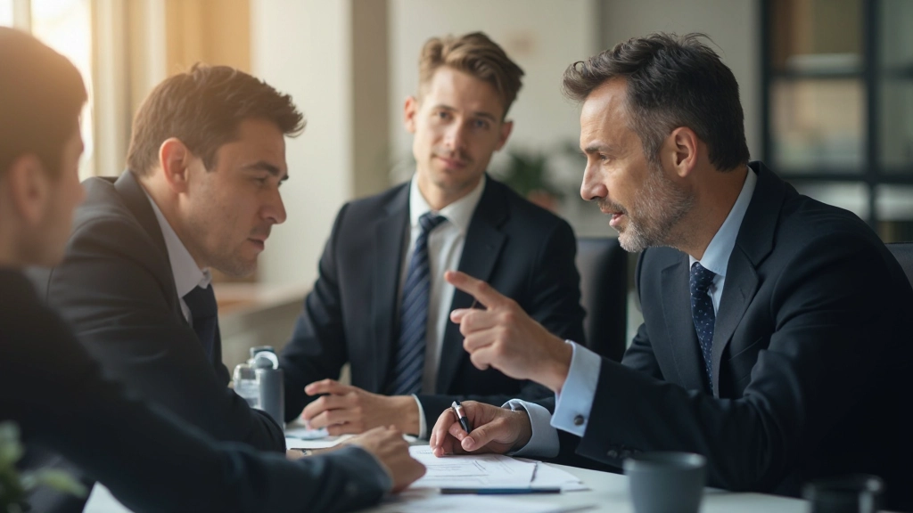 Профессиональный консультант объясняет инвестиционные стратегии с использованием диаграмм на встрече с клиентом